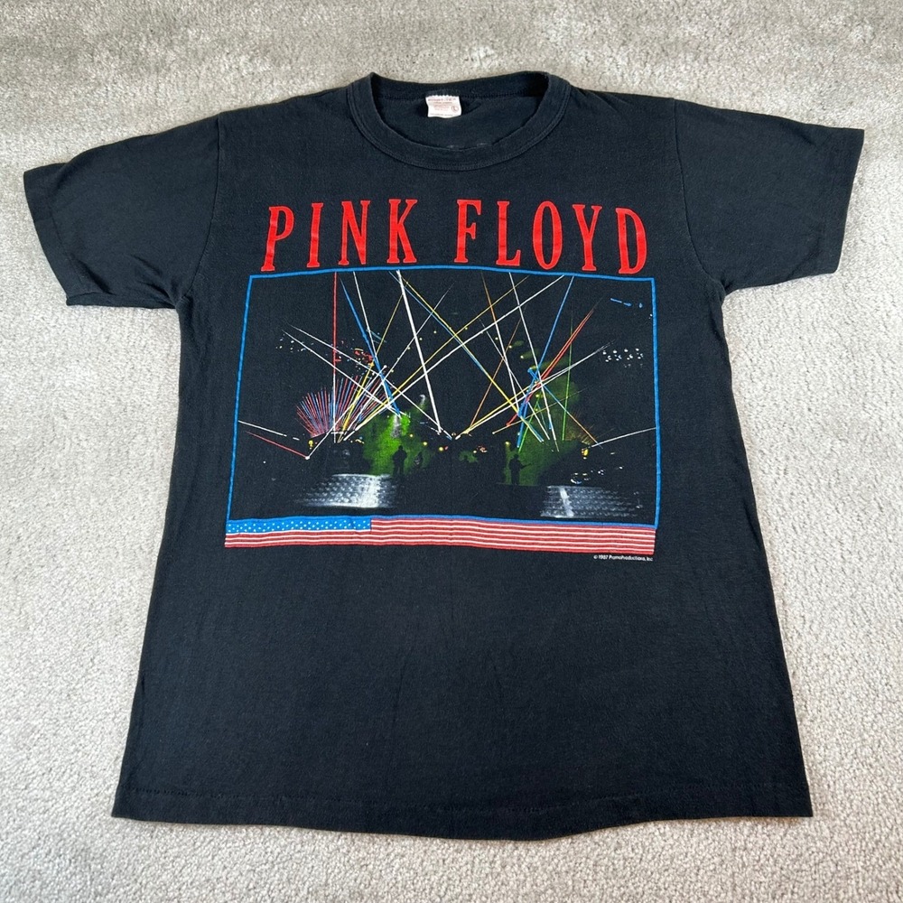 Vintage‎ Pink Floyd 1987 Concert Tour Band T-Shirt Men's Large Black Made in USA
